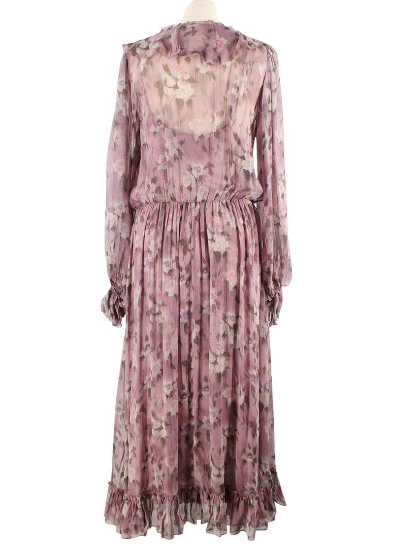 Polo Ralph Lauren Mauve Tulle Floral Midii Dress
