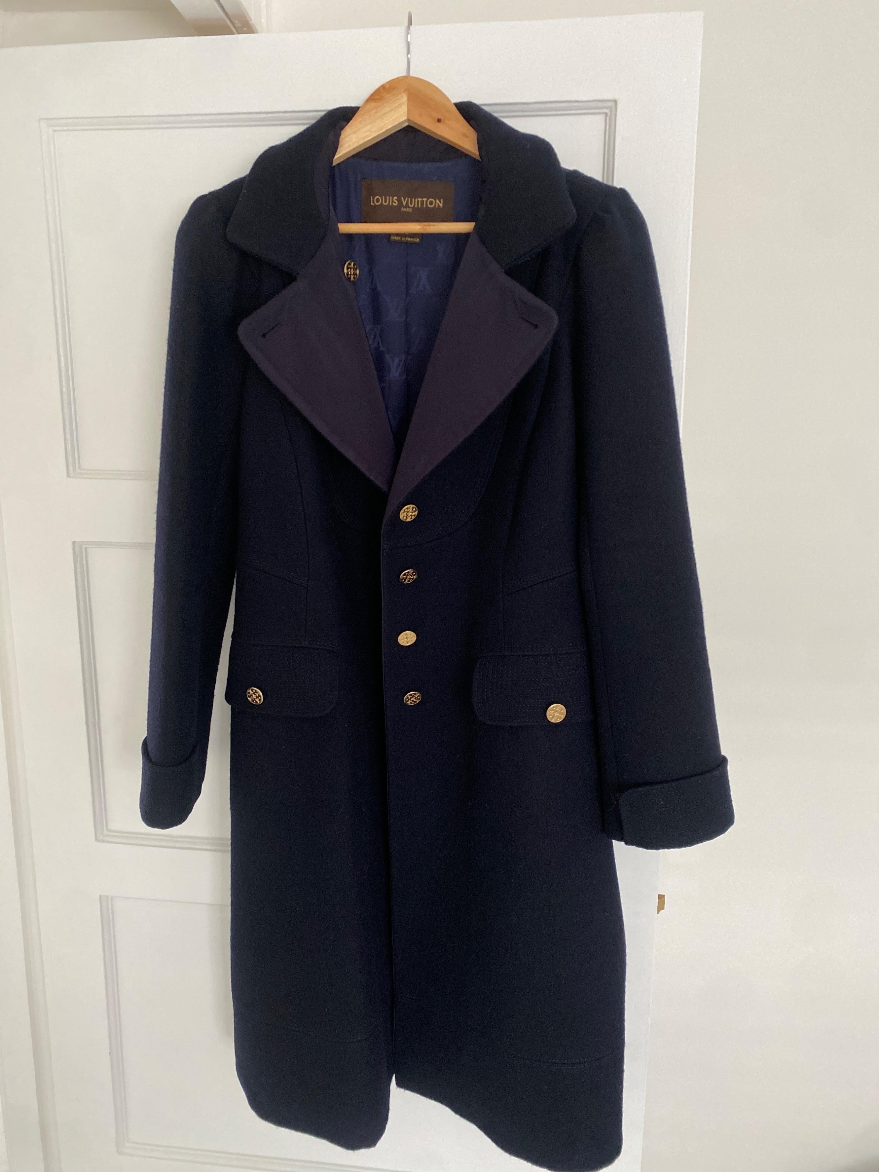 Navy Wool Tailored Coat