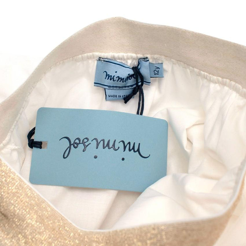 Mi Mi Sol White & Gold Embroidered Tulle Skirt