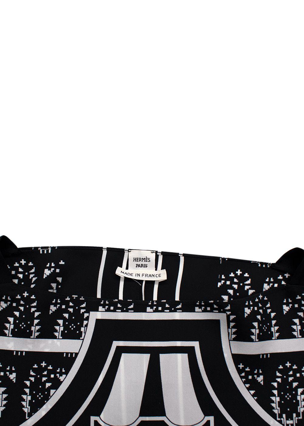 Hermes Black And White Belted Silk Dress Tunic