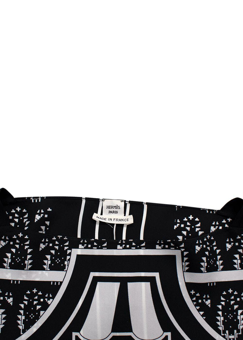 Hermes Black And White Belted Silk Dress Tunic