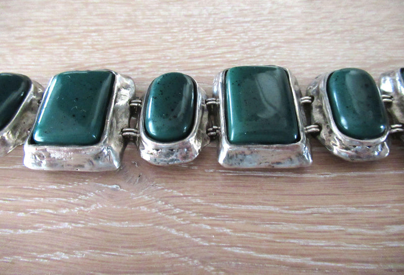 Saint Laurent Vintage  1985 Green Cabochon Bracelet