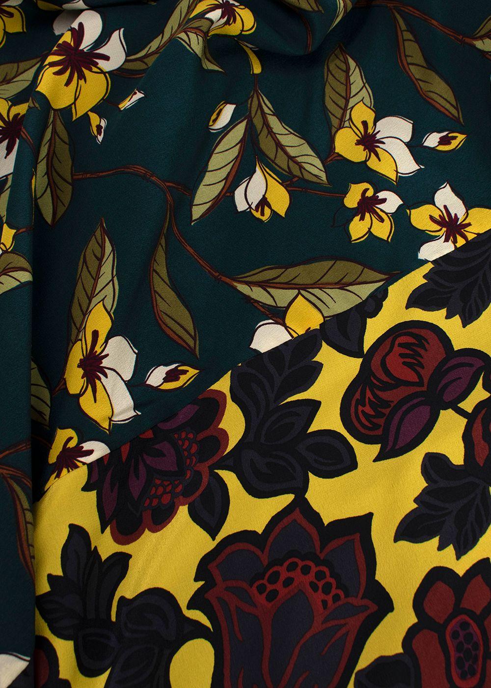 Weekend MaxMara Teal and Yellow Floral Skirt
