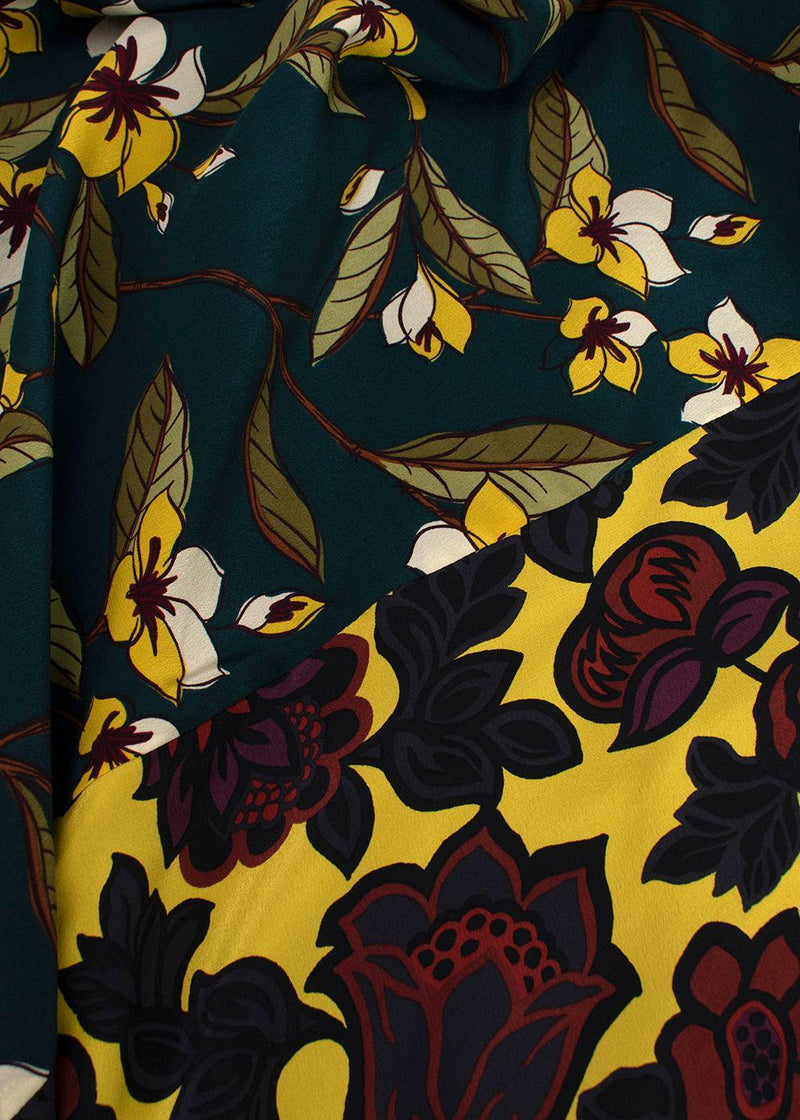 Weekend MaxMara Teal and Yellow Floral Skirt