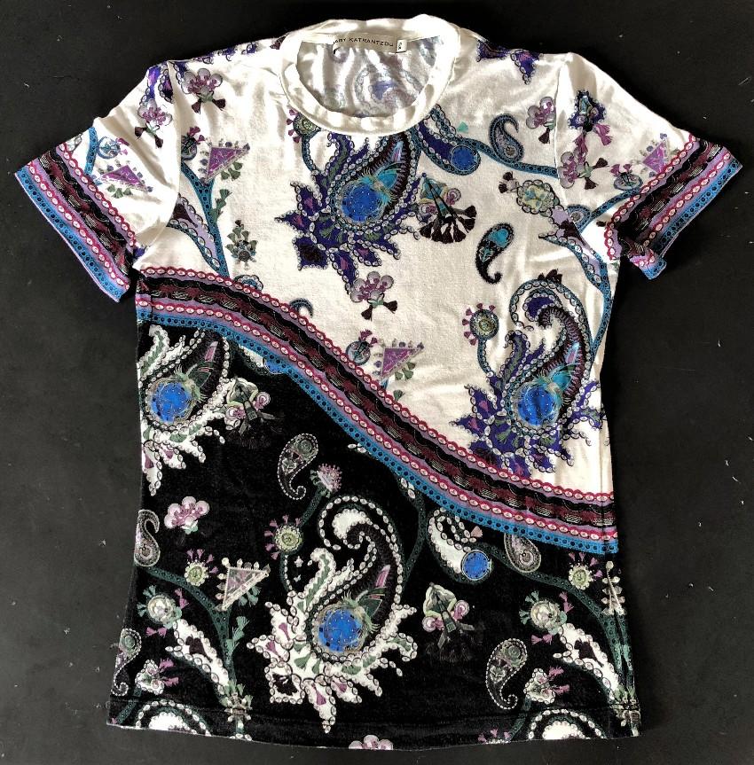 MARY KATRANTZOU white & black printed jersey t-shirt