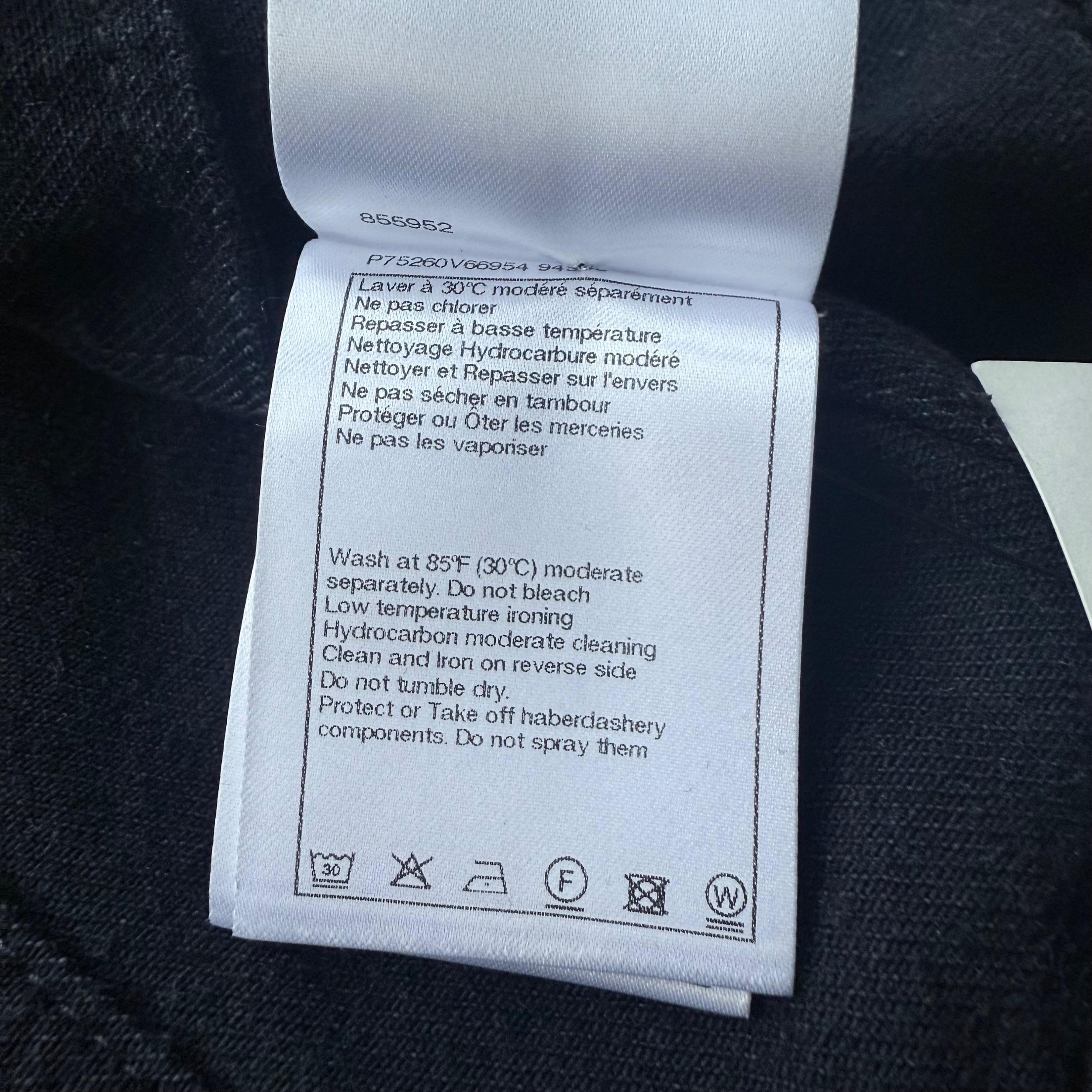 Chanel Black Camelia Denim Button Front Jacket