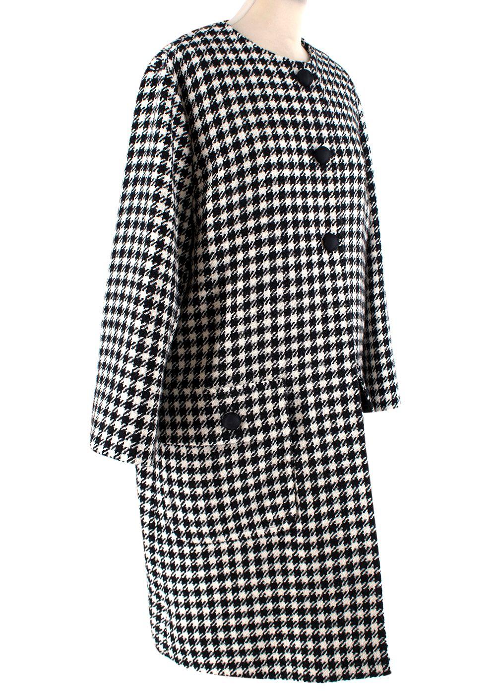 Black & White Houndstooth Wool Coat