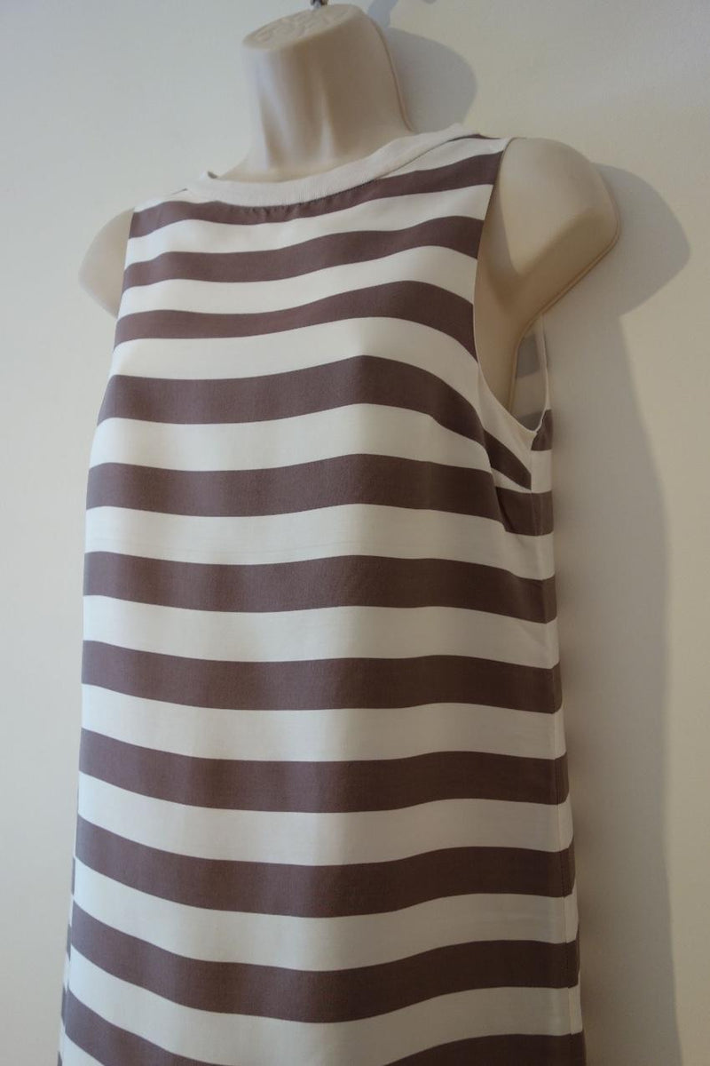 Brunello Cucinelli High-Low Striped A-Line Dress