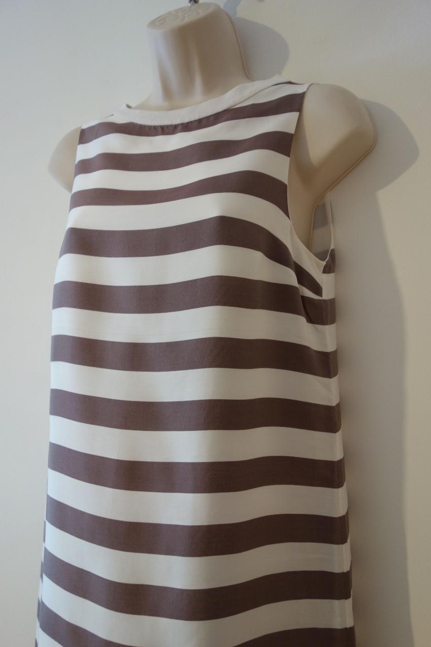 Brunello Cucinelli High-Low Striped A-Line Dress