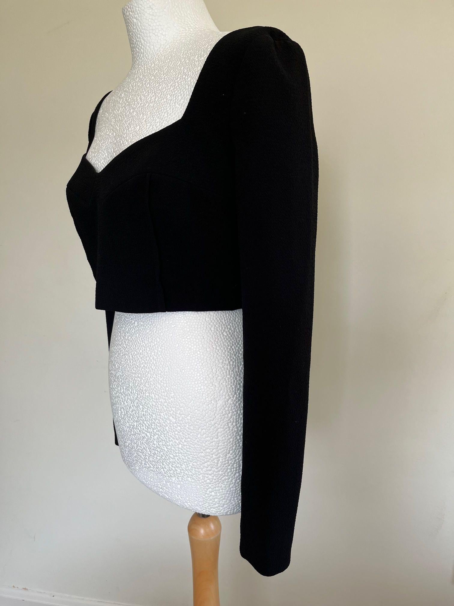 Jules Black Crepe Long Sleeved Crop Top