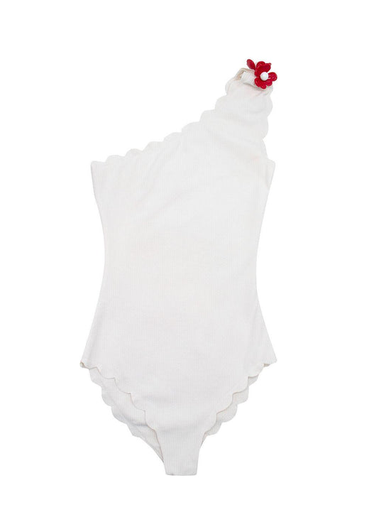 Marysia Cream Santa Barbara Flower-Embellished Swimsuit