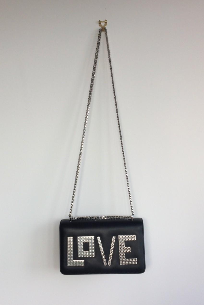 Les Petite Joueurs Black LOVE Plate Shoulder Bag