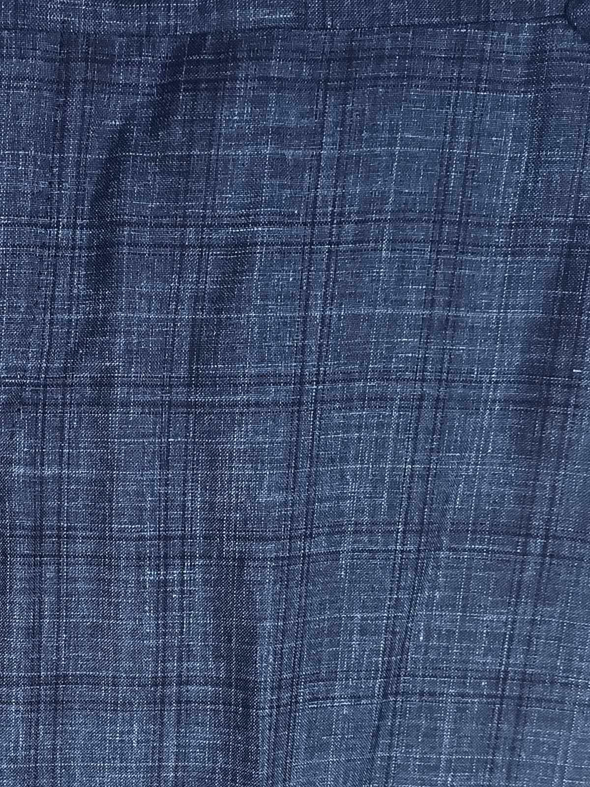 Blue Wool-Silk Tailored Trousers