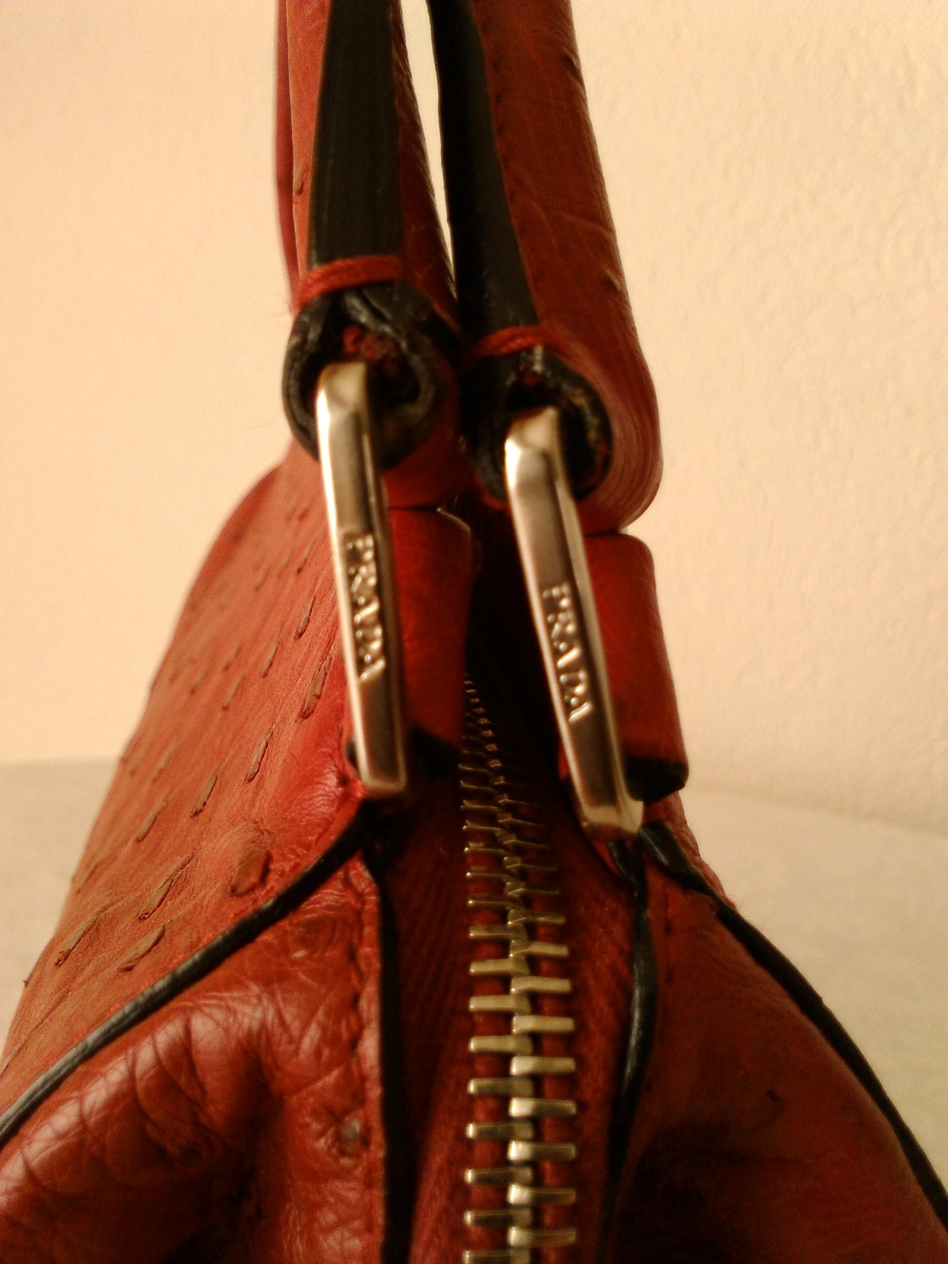 Prada  Red Ostrich  leather Handbag