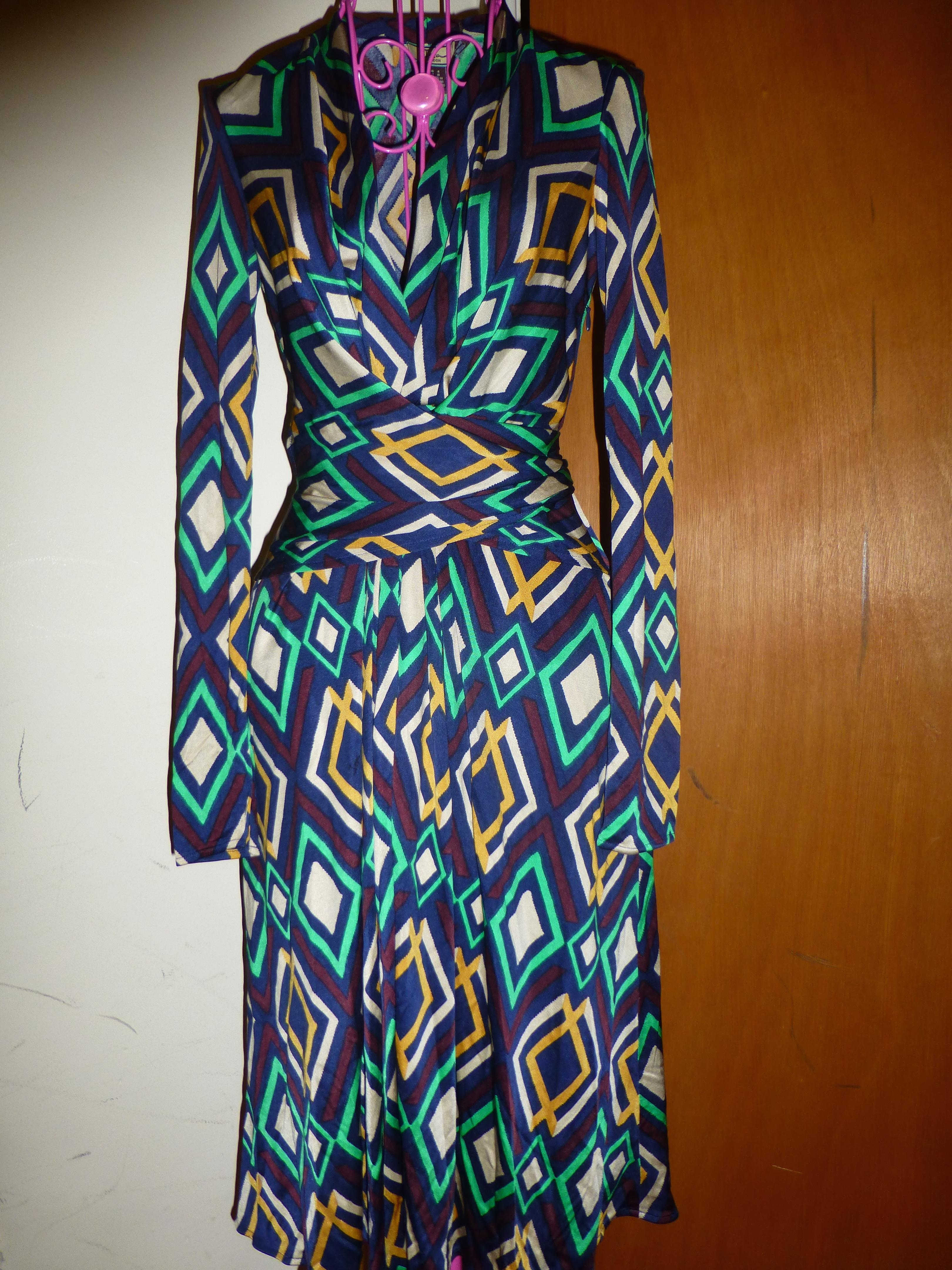 ISSA LONDON DIAMOND PRINT SILK JERSEY DRESS NEW WITH TAG UK8 US4