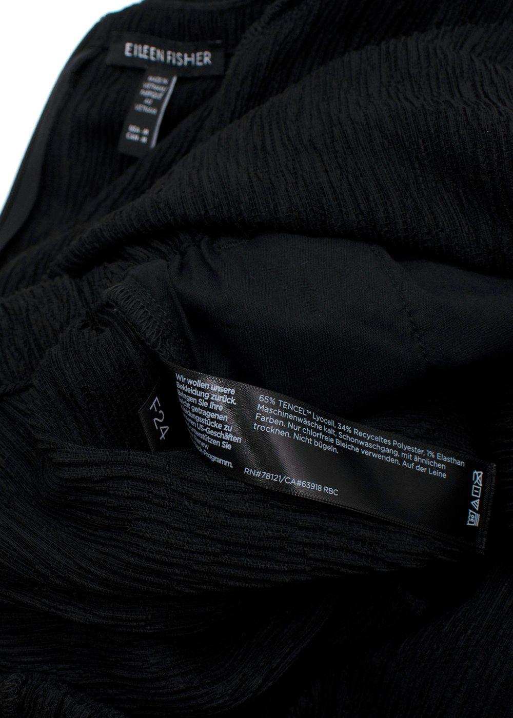 Eileen Fisher Black Woven Plissé Jumpsuit