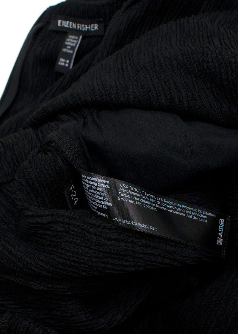 Eileen Fisher Black Woven Plissé Jumpsuit