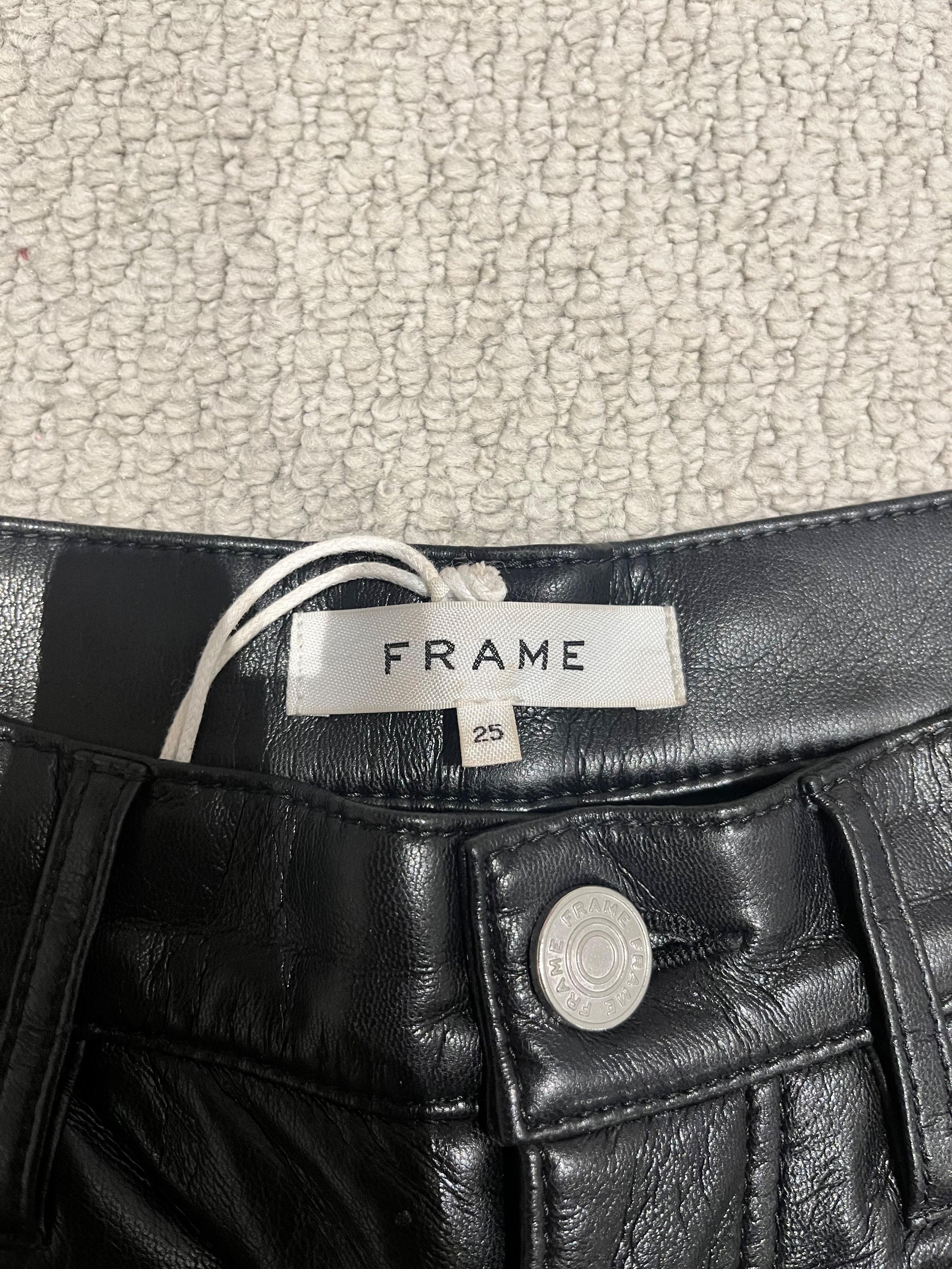 Frame Black Leather Le Jane Cropped Trousers