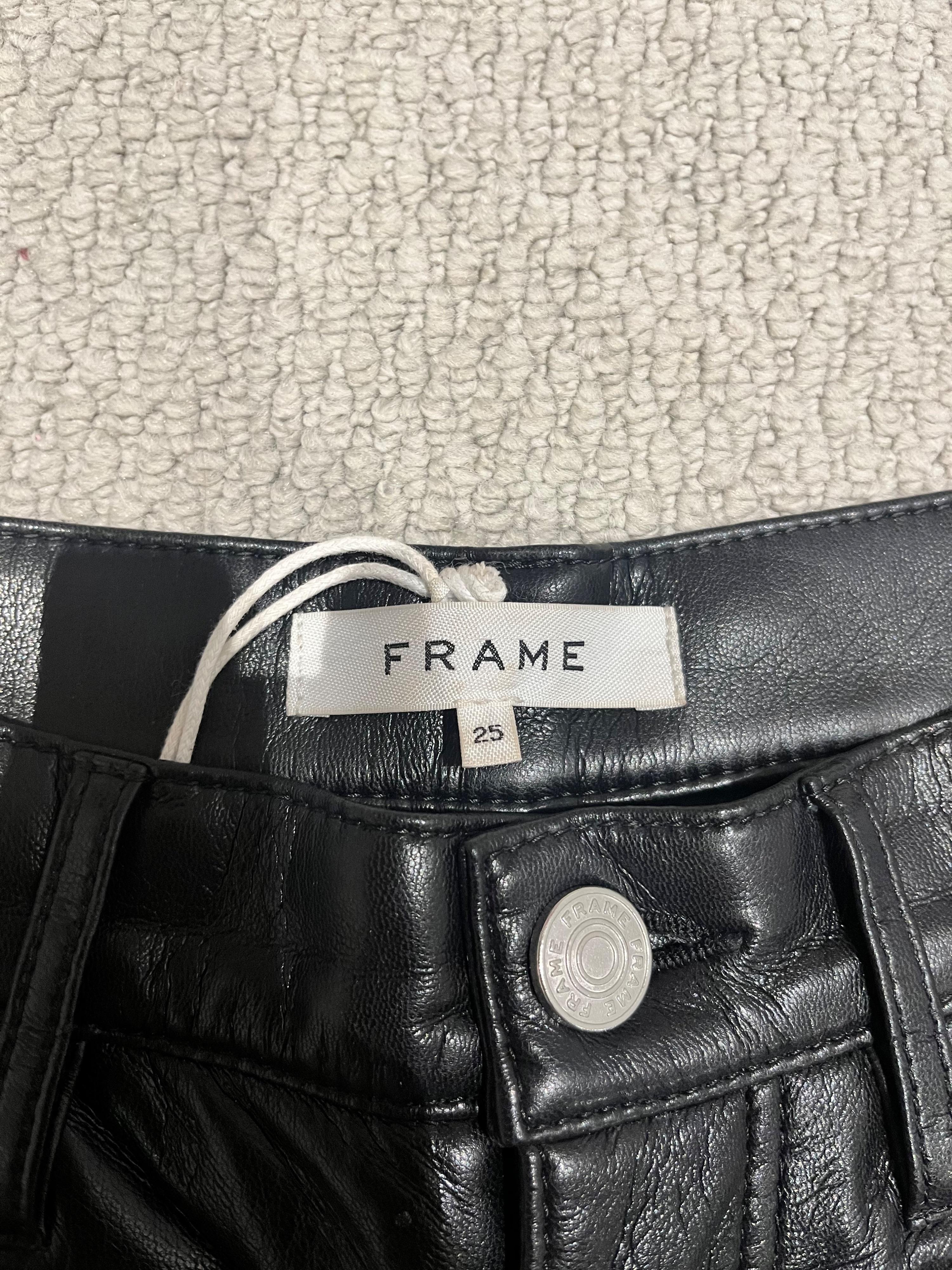 Frame Black Leather Le Jane Cropped Trousers
