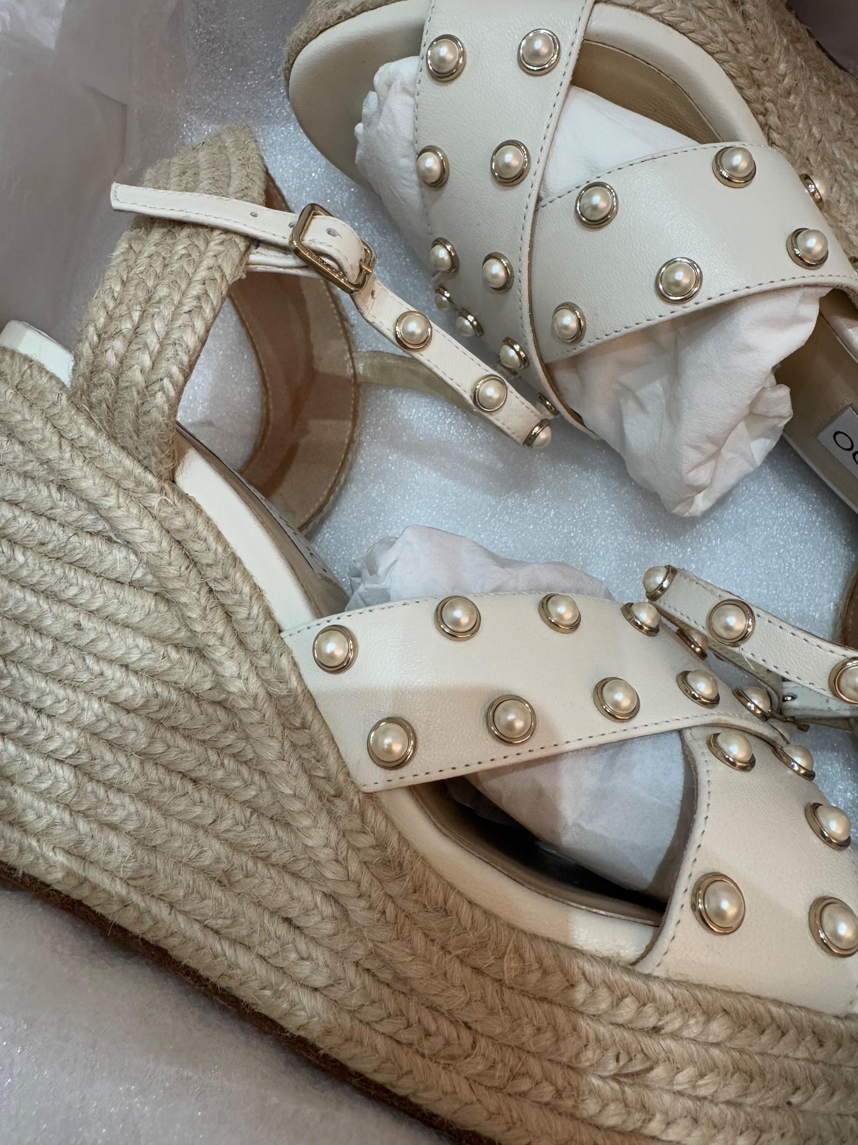 Jimmy Choo Dellena Cream Wedges