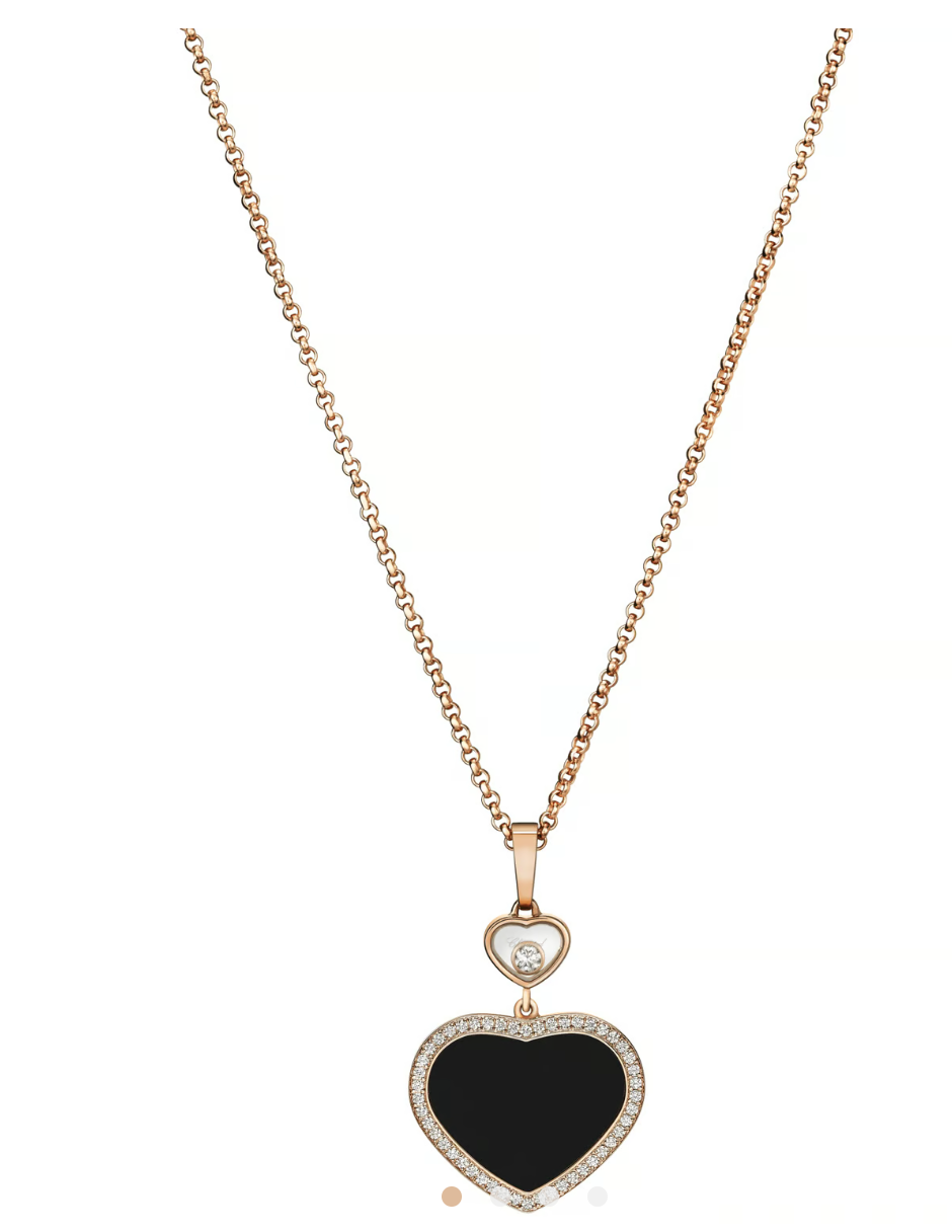 Rose Gold Black Happy Hearts Pendant Necklace