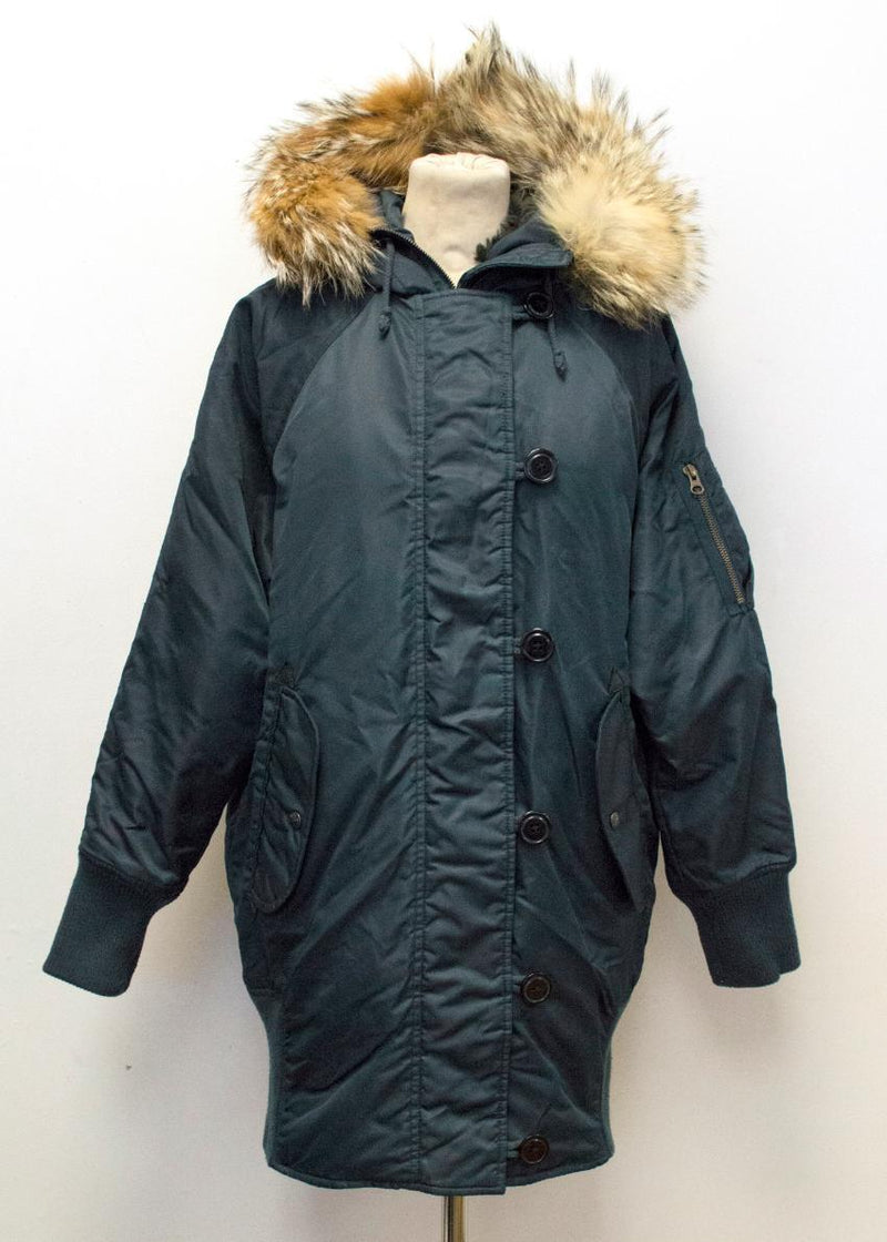 I. Spiewak & Sons Padded Navy Jacket with Coyote Fur Trim