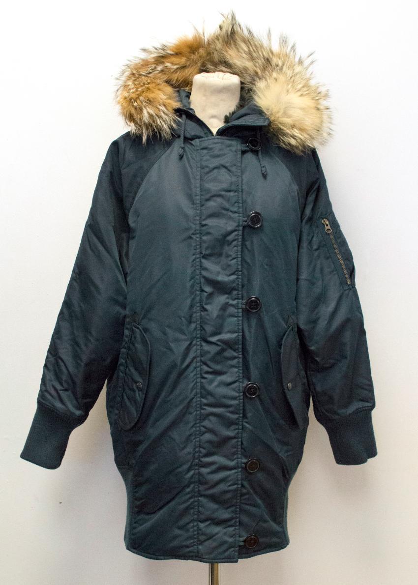 I. Spiewak & Sons Padded Navy Jacket with Coyote Fur Trim