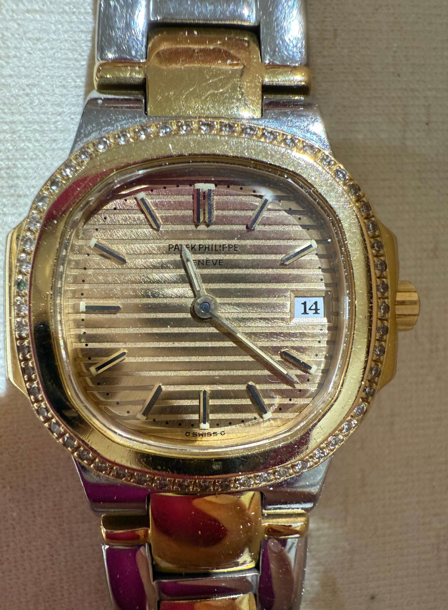 Nautilus Vintage Lady steel/yellow gold 18k with factory diamonds