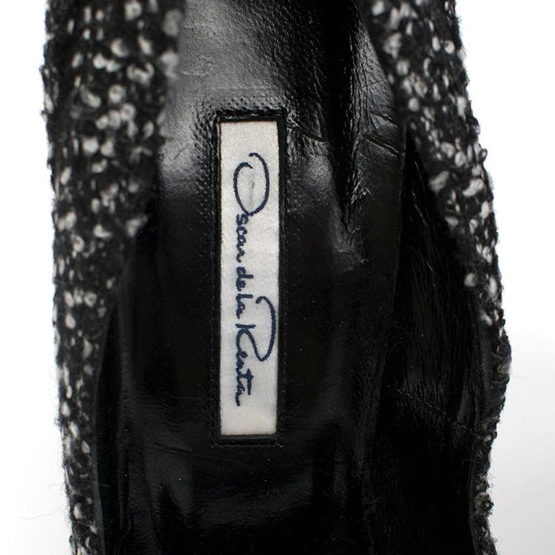 Oscar De La Renta Tweed Peep Toe Pin Heel Pumps