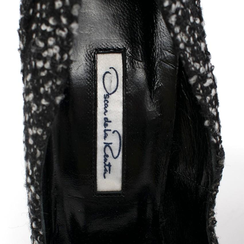 Oscar De La Renta Tweed Peep Toe Pin Heel Pumps