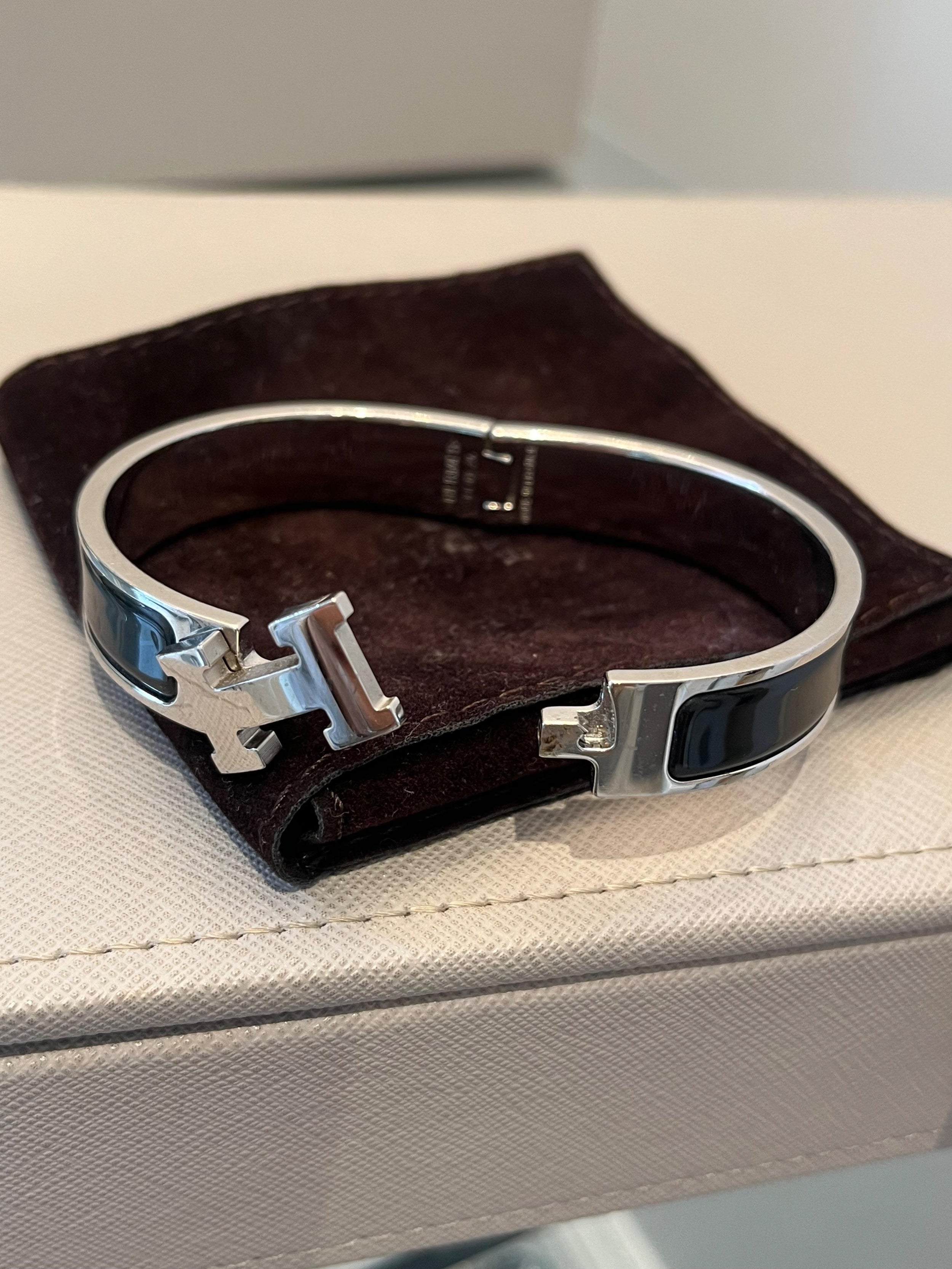 Hermes Black Clic Clac H Bracelet