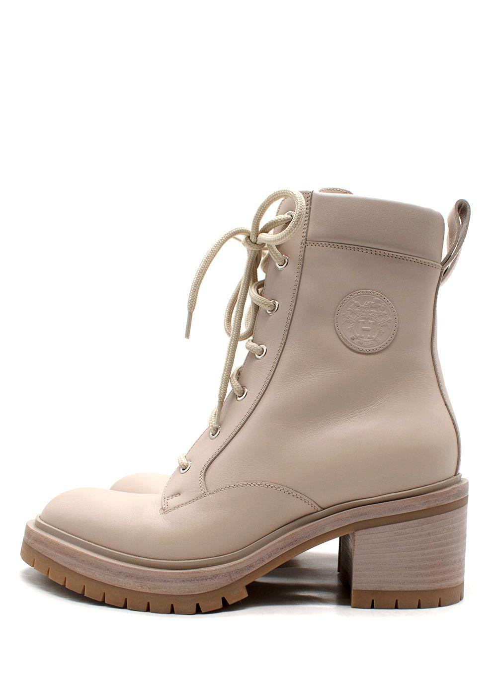 Hermes Blush Bridge Calfskin Leather Ankle Boots