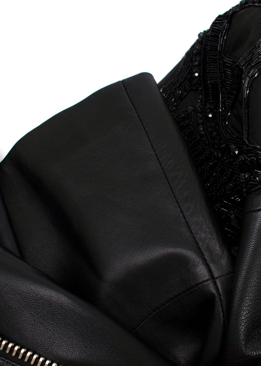 Philipp Plein Fitted Peplum Leather Jacket with Skull Appliqué