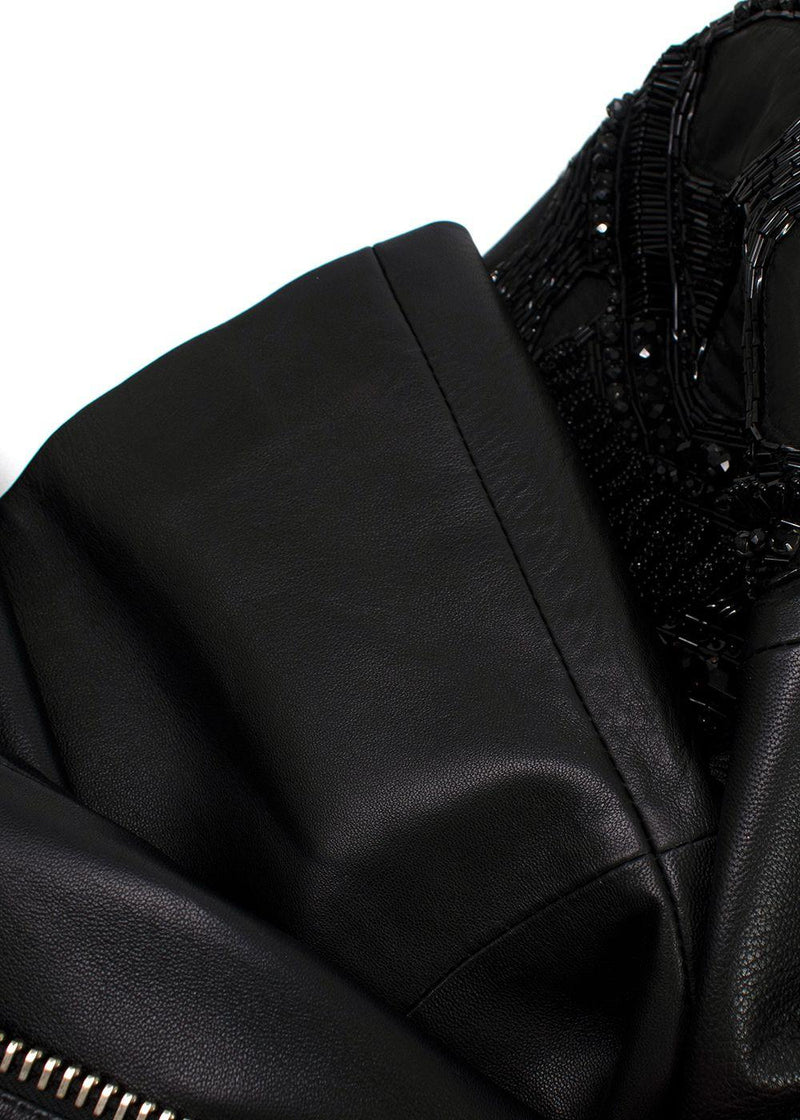 Philipp Plein Fitted Peplum Leather Jacket with Skull Appliqué