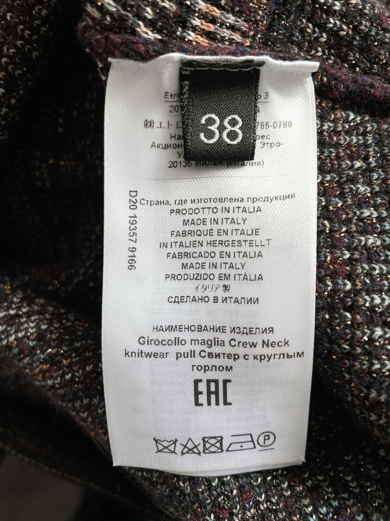 Etro Purple Patchwork Jacquard Wool Jumper