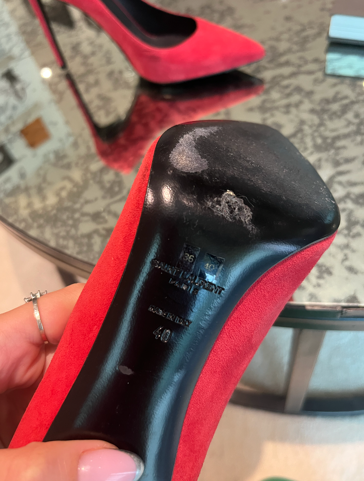 Red Suede Pointed Toe Pumps
