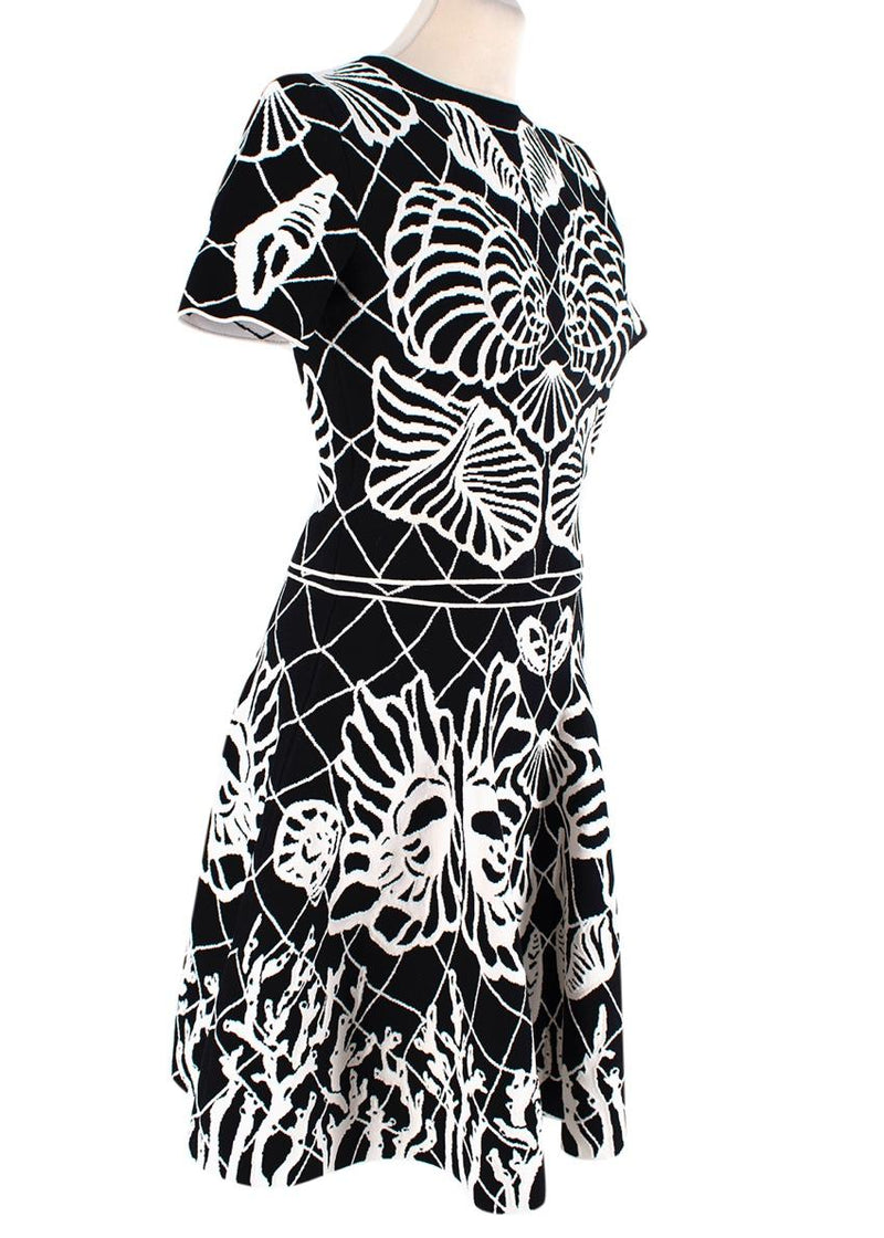 Alexander McQueen Black & White Shell Intarsia Knit Top & Skirt
