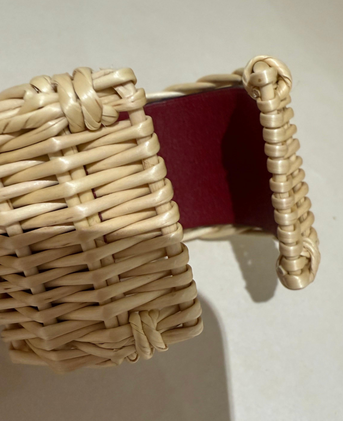 Hermes Raffia And Leather Picnic Cuff