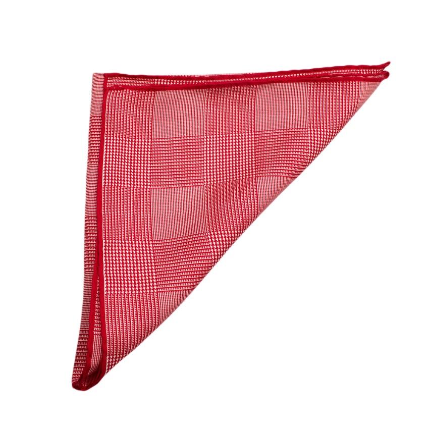E.Marinella Red Silk Checkered Pocket Square