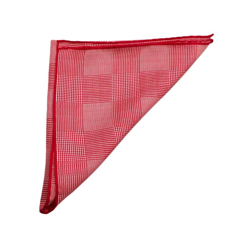 E.Marinella Red Silk Checkered Pocket Square