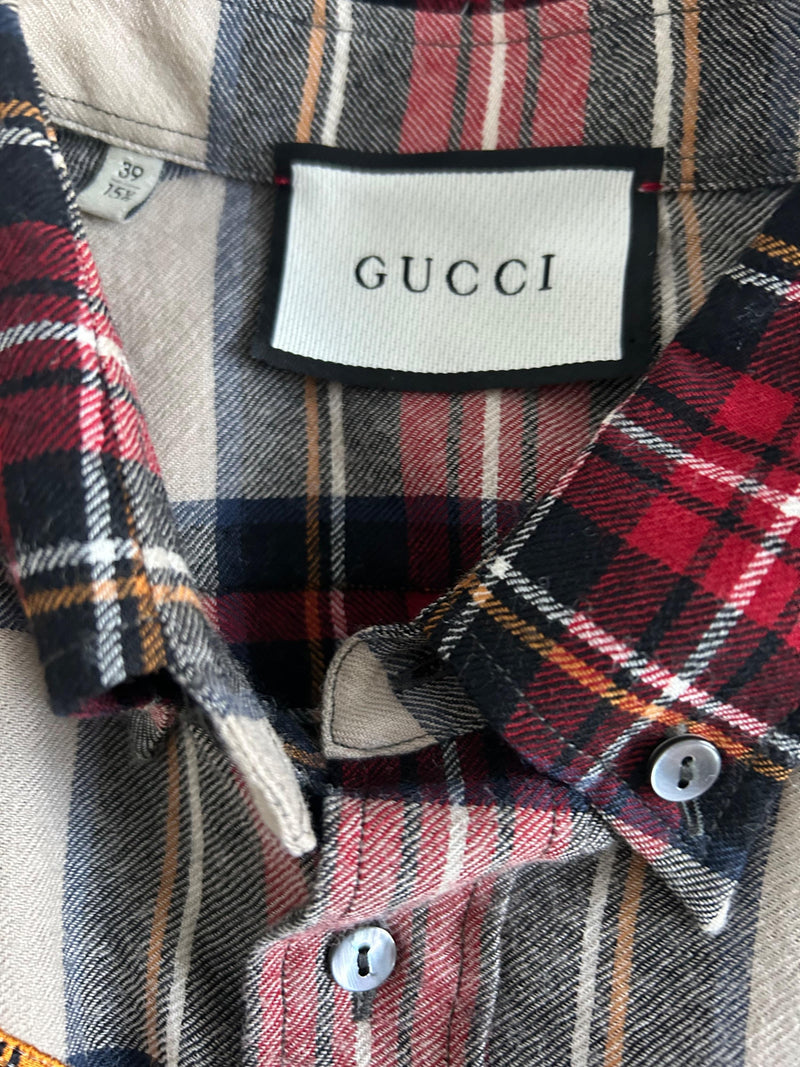 Gucci  Embroidered Tartan Flannel Shirt