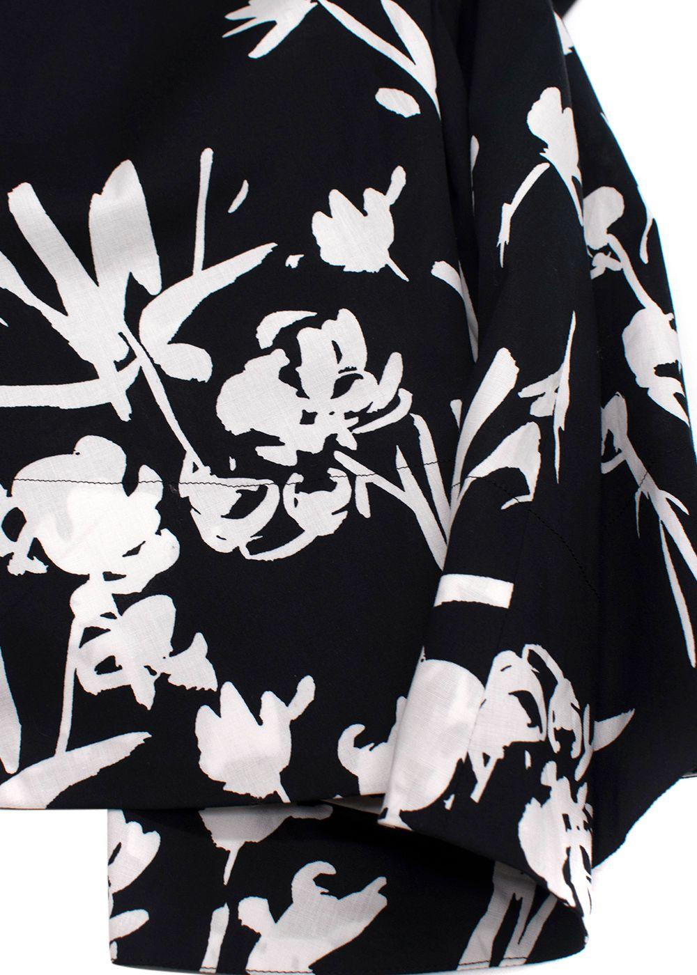 Marella Black and White Floral Cotton Skirt