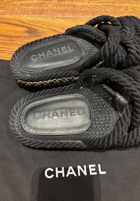 Chanel Black Rope Slides