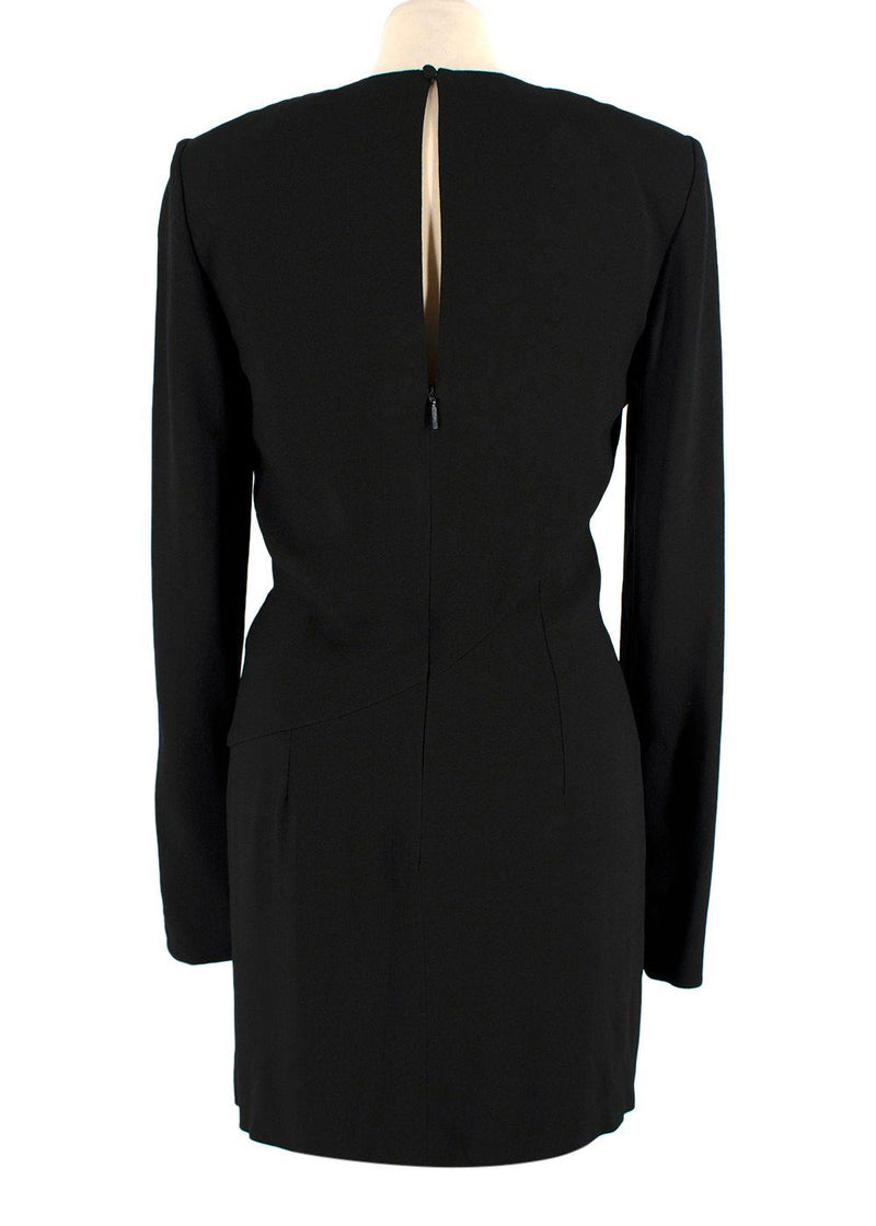 Saint Laurent Black Long Sleeve Mini Dress with Gathered Detail