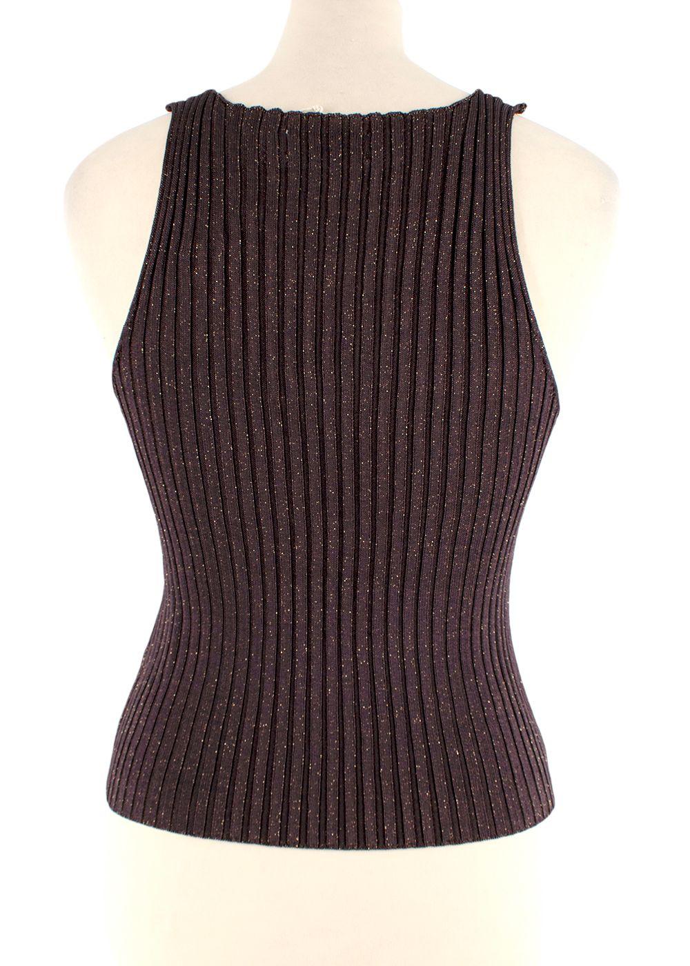 Aya Muse Brown Lurex Ribbed Knit Vest