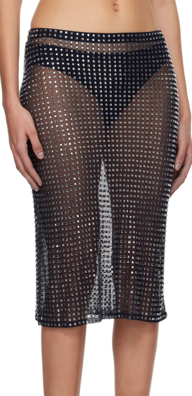 Christopher Esber Navy Cristalla Midi Skirt