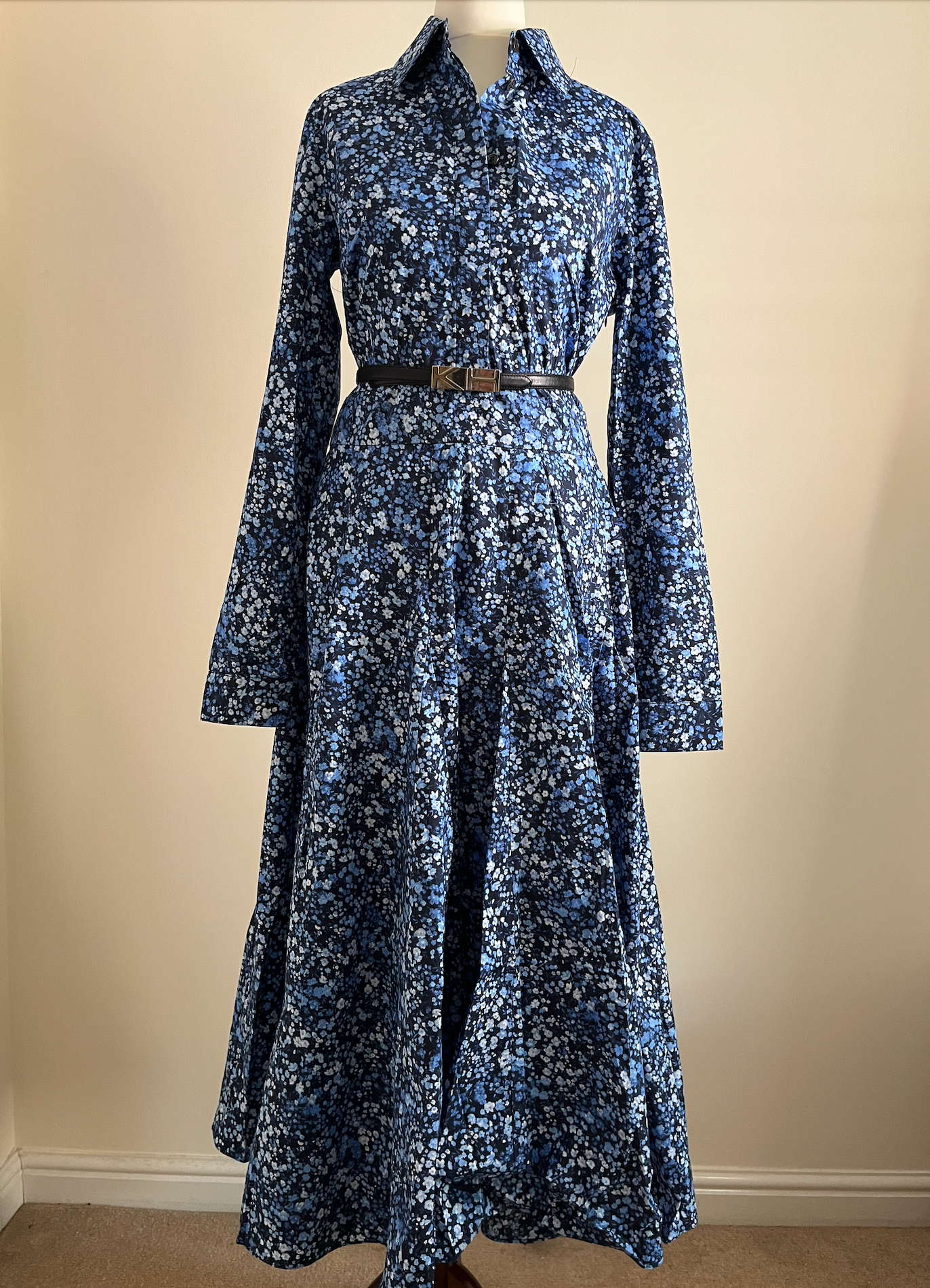 Collection blue ditzy floral shirt-waister dress