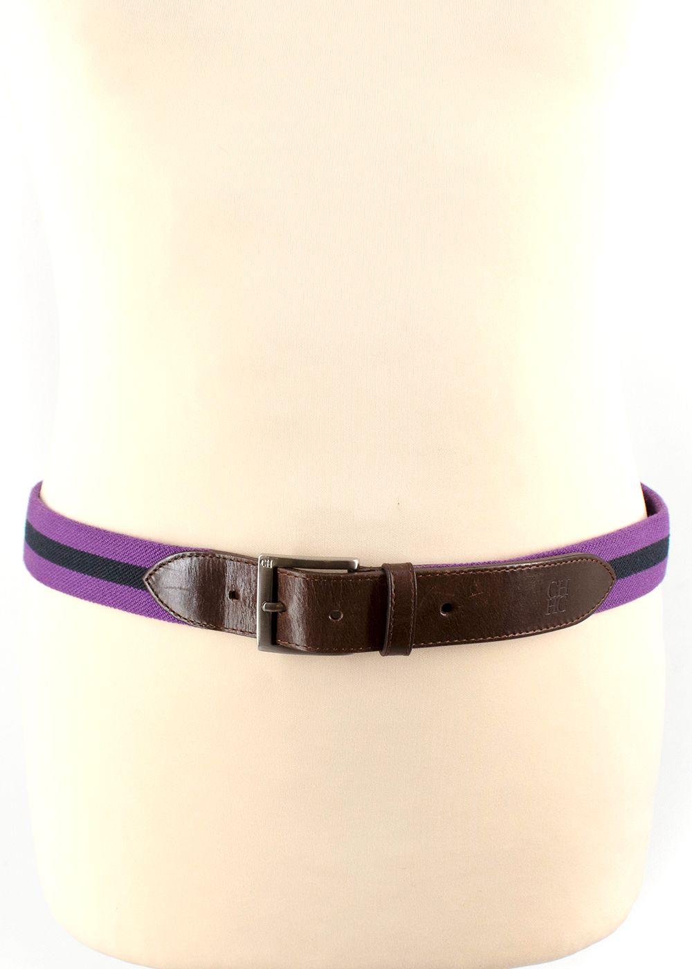 Carolina Hererra Brown Leather & Purple Canvas Belt