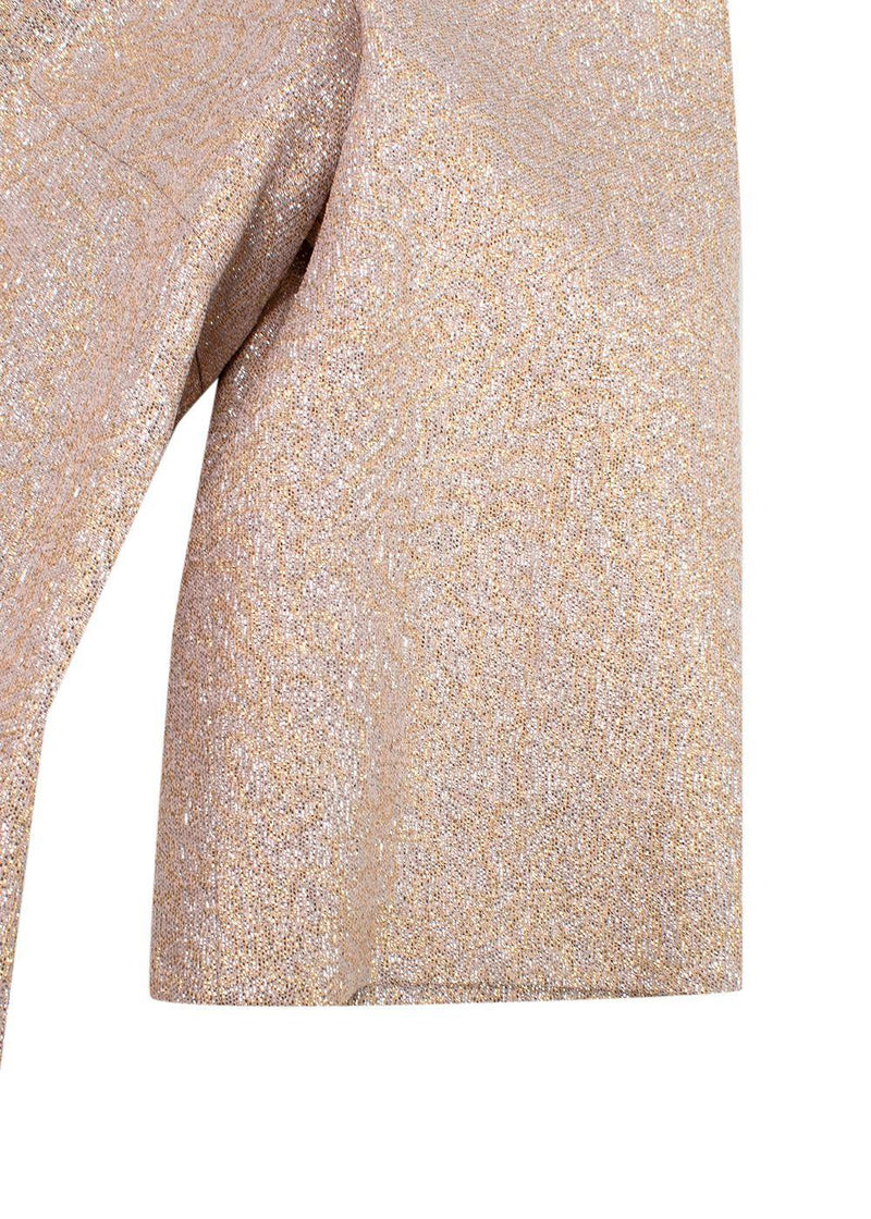Lanvin Rose Gold Metallic Half Silk Blend Dress