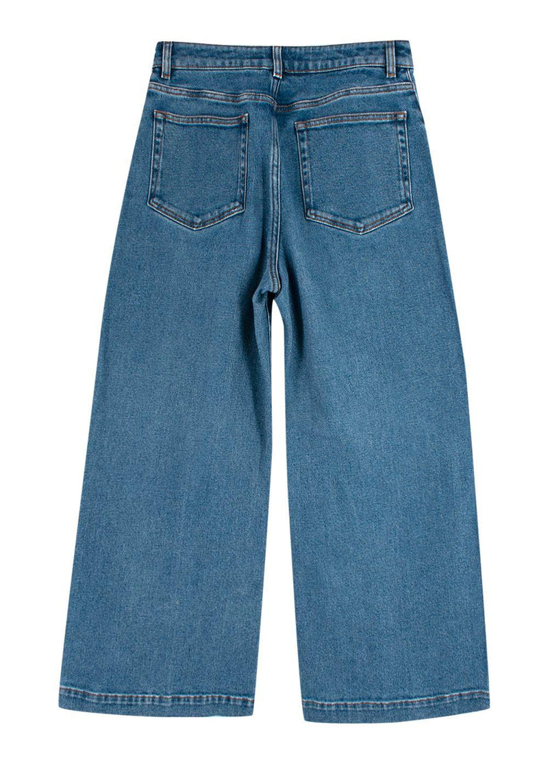 Oscar de la Renta Blue Wide-Leg Jeans